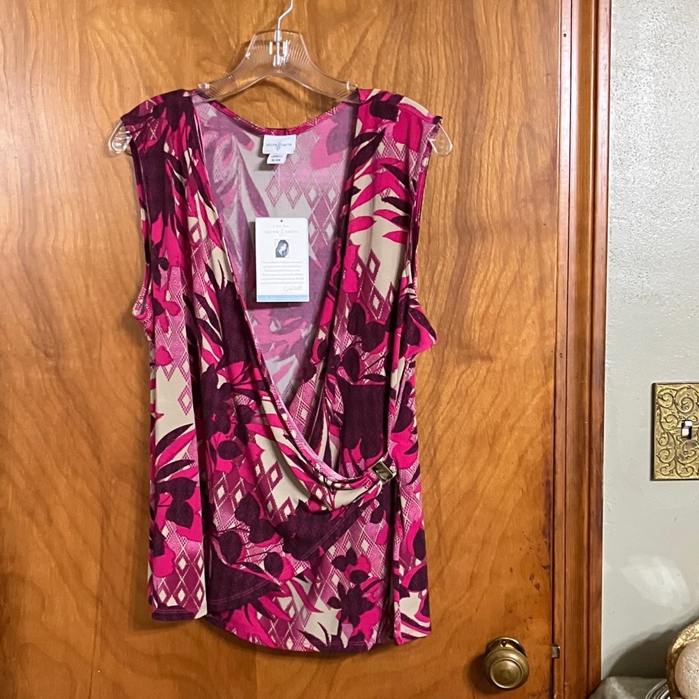 Floral Surplice Draped Camisole in Pink & Magenta